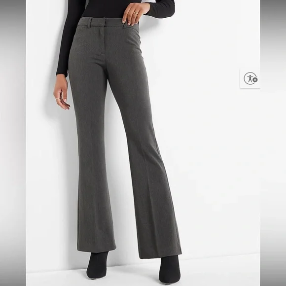 Express Editor Gray Flare Pants - Picture 1 of 9